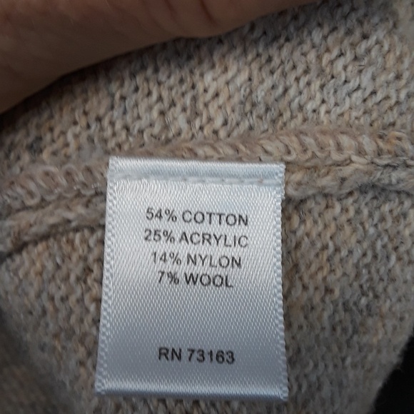 CUPIO Tan Knit Angled Front Zip Up Wool Sweater - Picture 5 of 8